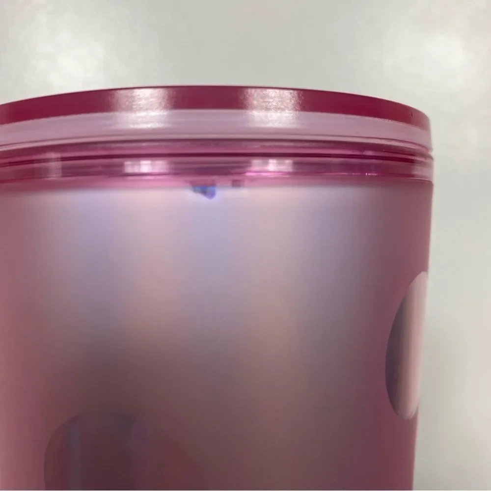 Starbucks/ Disney World pink metallic polka dot tumbler (no straw) 24 fl oz